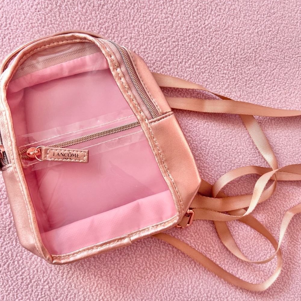 Lancôme rose gold mini backpack / makeup bag 🎀